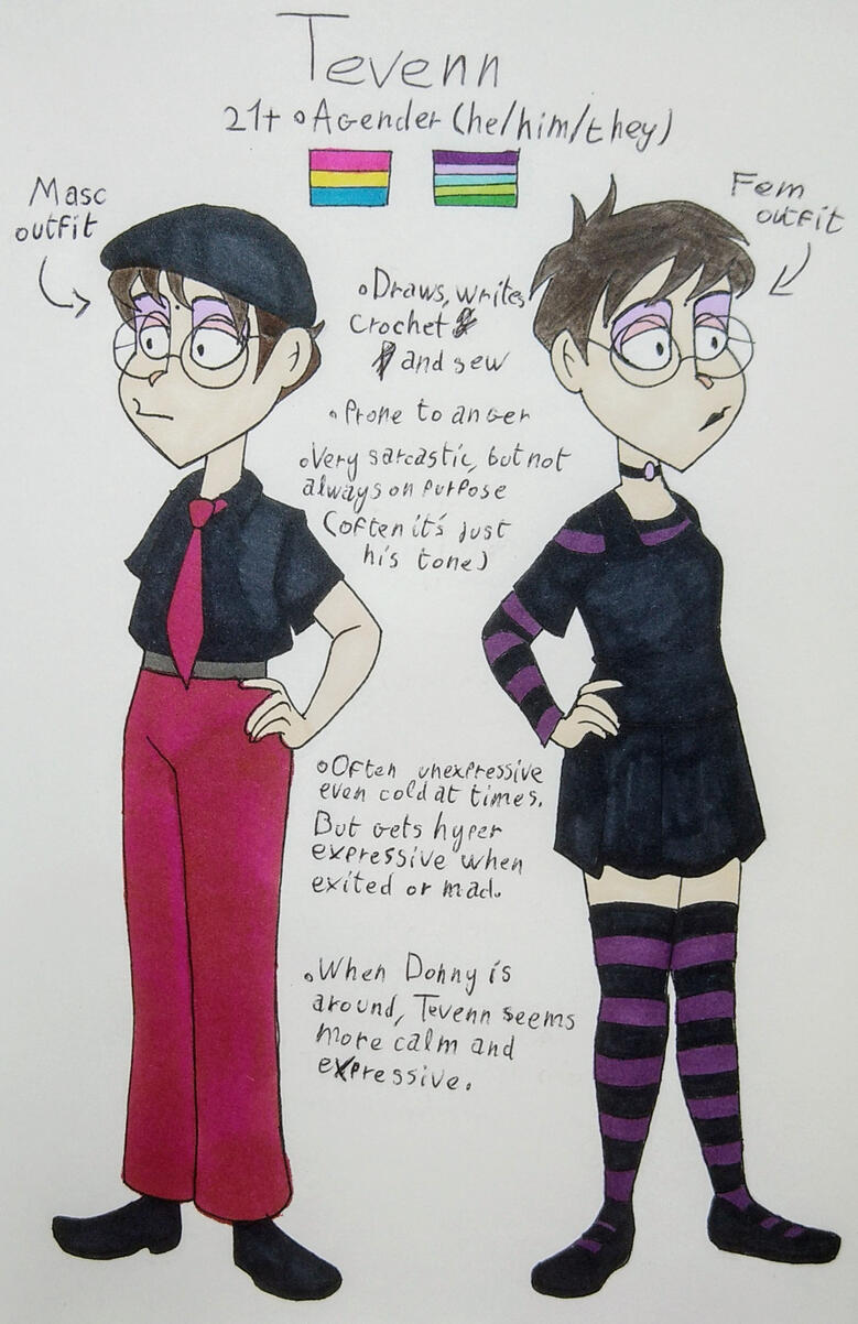 Reference Sheet for Tevenn (Beetlejuice cartoon Selfinsert)